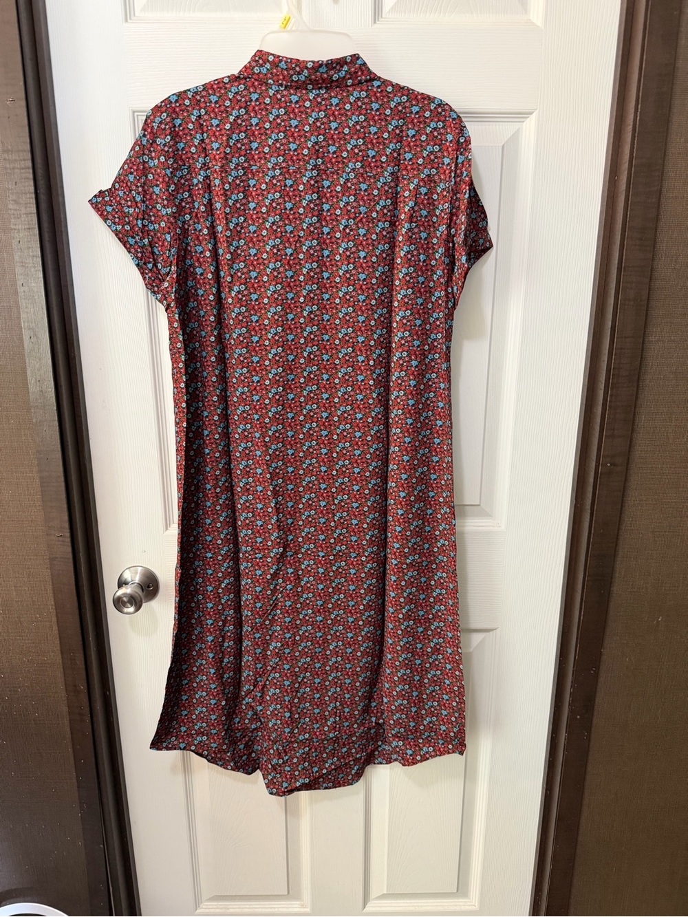 Nwt Xs Wildfang Empower Short Sleeve Button Down Rust Red Midi Floral Dress — image 3 of 6